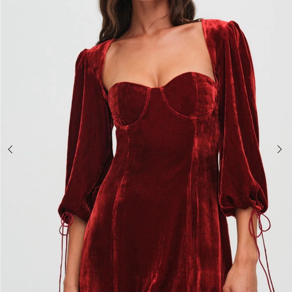 Reformation Red Velvet chestnut dress